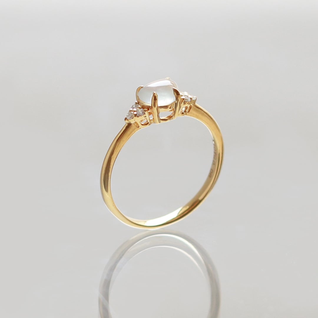 氷翡翠リング ダイヤ入り K10YG ice jade diamond A貨翡翠 jd_rg1858
