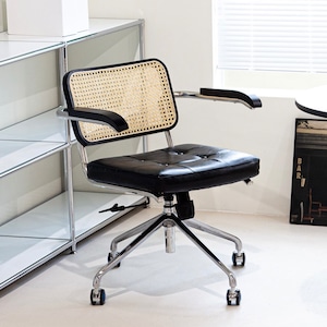 cesca rattan office chair / チェスカ ラタン オフィス チェア キャスター 360度 回転 高さ調節 事務室 椅子 韓国 家具