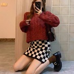 Red Retro Twist-Knit Sweater