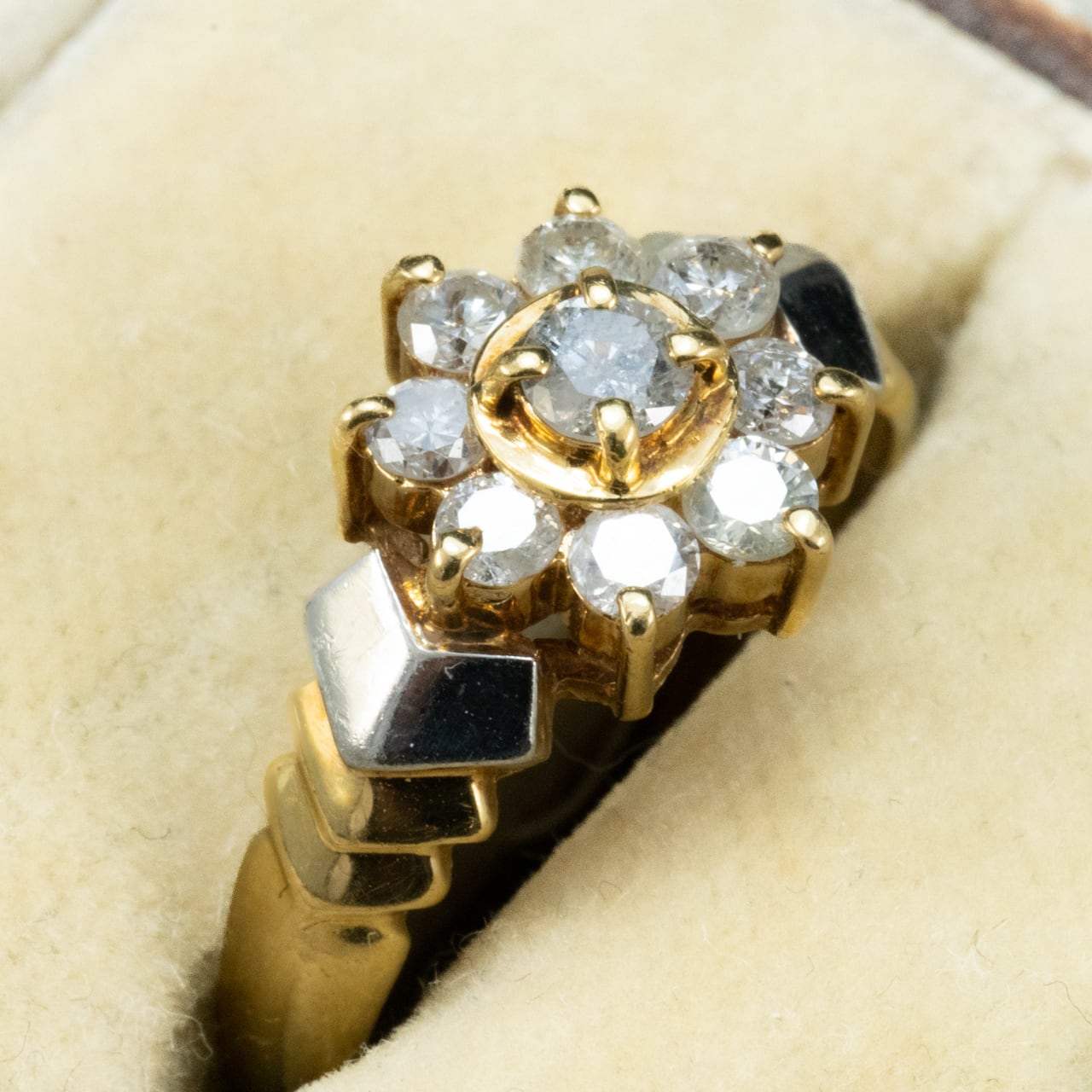 日本の作品】昭和レトロ ヴィンテージ K18/Pt900 ダイヤモンド0.59