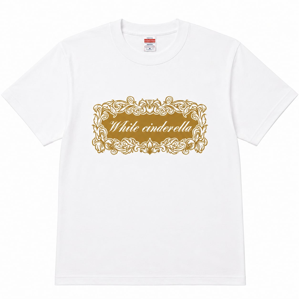 Tシャツ】ロングロゴ［白×ゴールド箔］ | White Cinderella