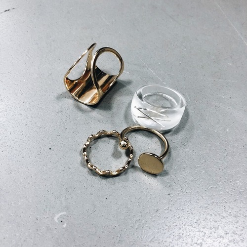 SET RING || TWO TONE & WEAVY PUNK GOLD RING SET + CLEAR RING (FRSG24)