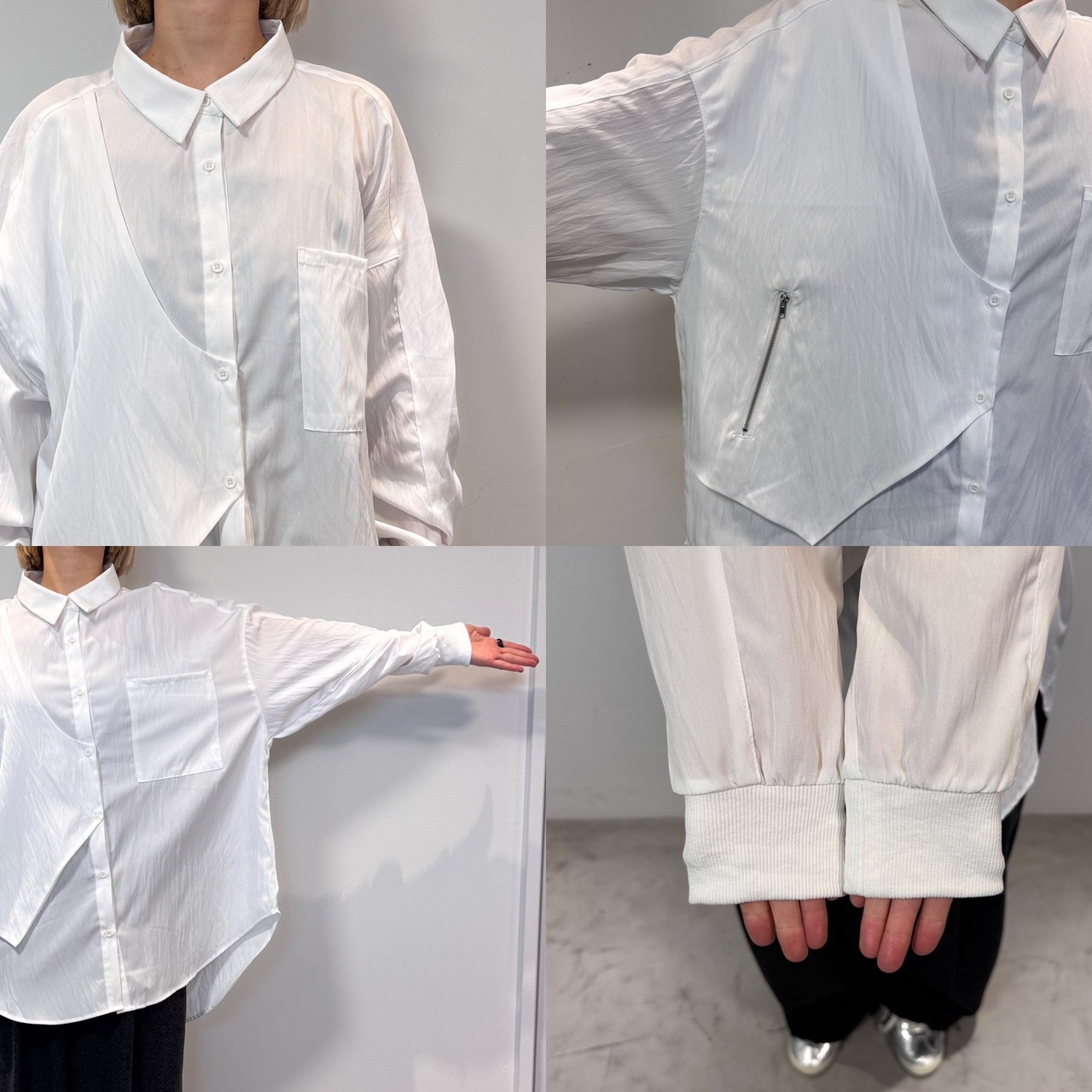 zipデザインオーバーSH/オフホワイト