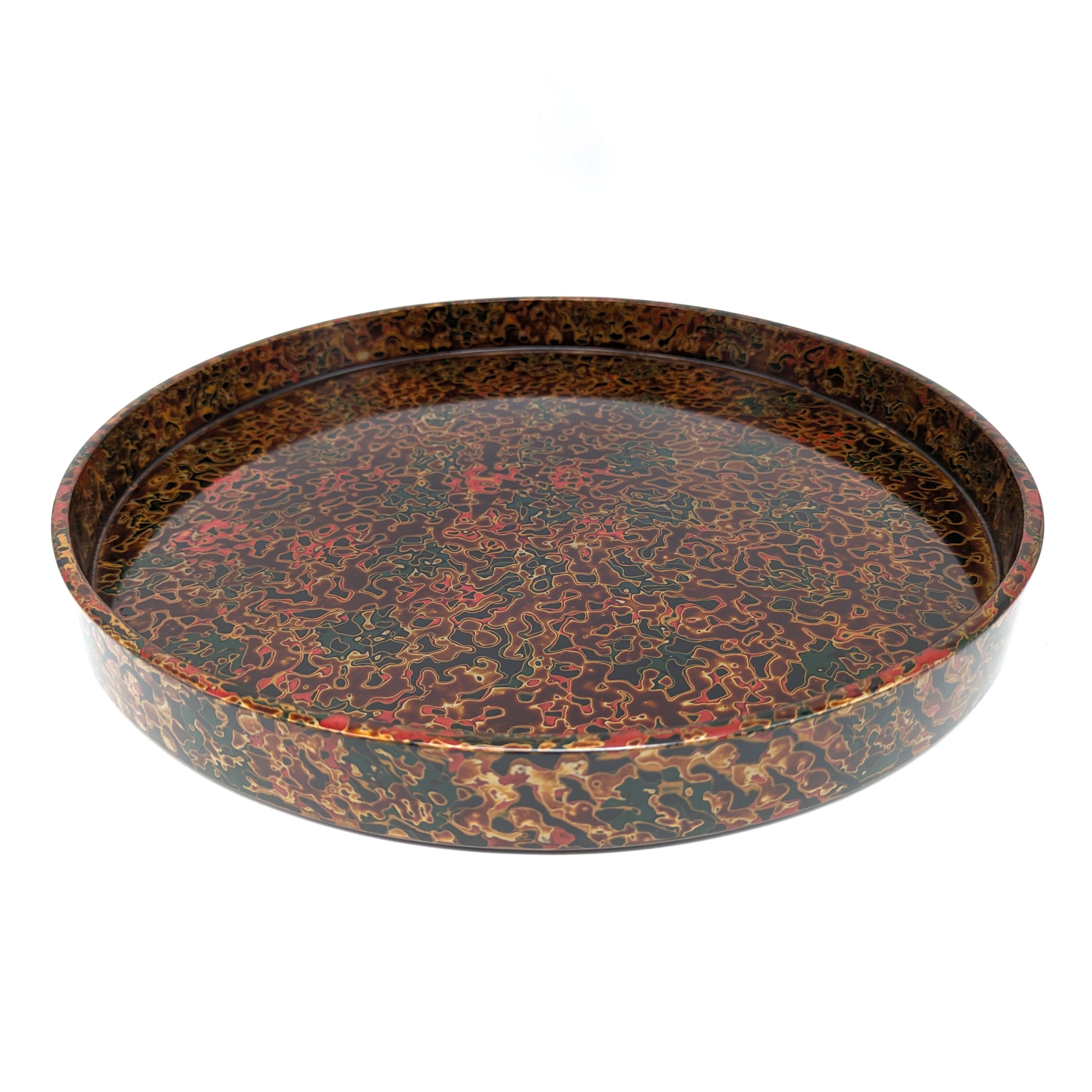 津軽塗（唐塗）バカ塗り・丸盆・トレー・漆器・No.230907-11・梱包