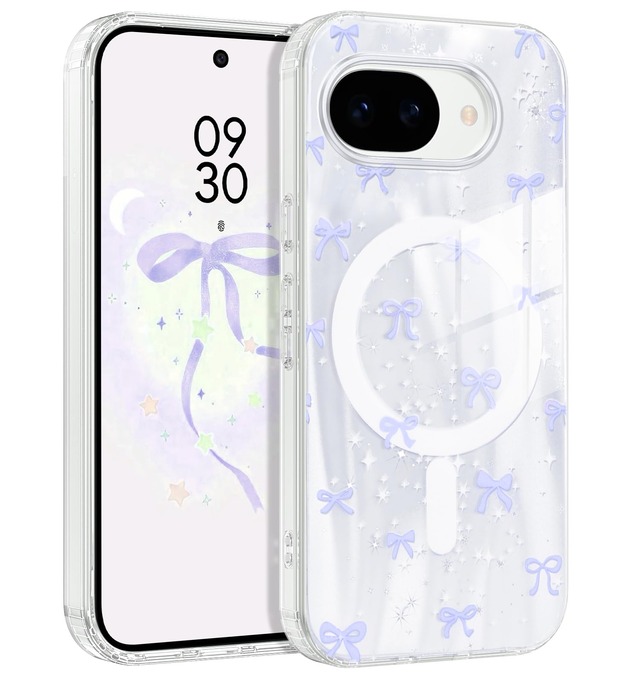 YINLAI Google Pixel 10a 対応 ケース カバー マグネット シルバー ラベンダーパープル ストラップホール付き