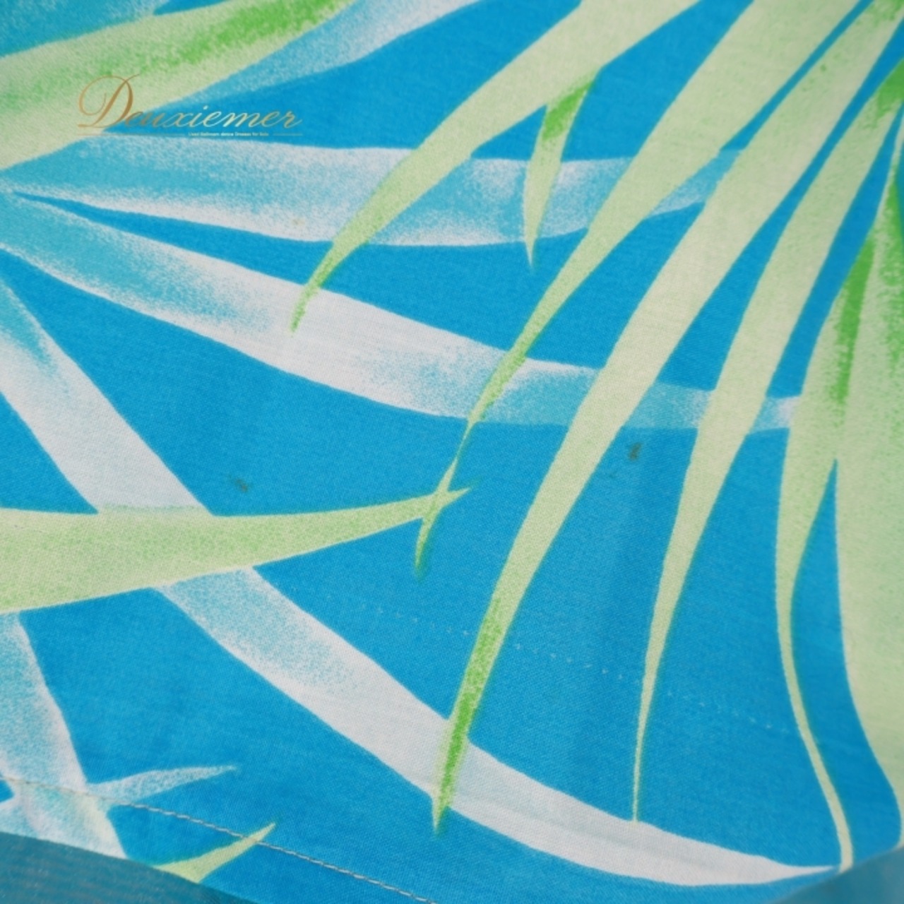 フラダンス 衣装 ワンピース ドレス ブルー系 フラ ダンス ヤシ柄 水色 緑 黄緑 華やか 明るい ハワイアン アロハ 鮮やか ハワイアンプリント グリーン系