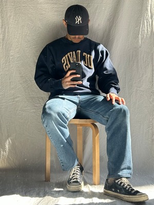 90s L リバースウィーブ UC DAVIS ネイビー 紺色 チャンピオン 