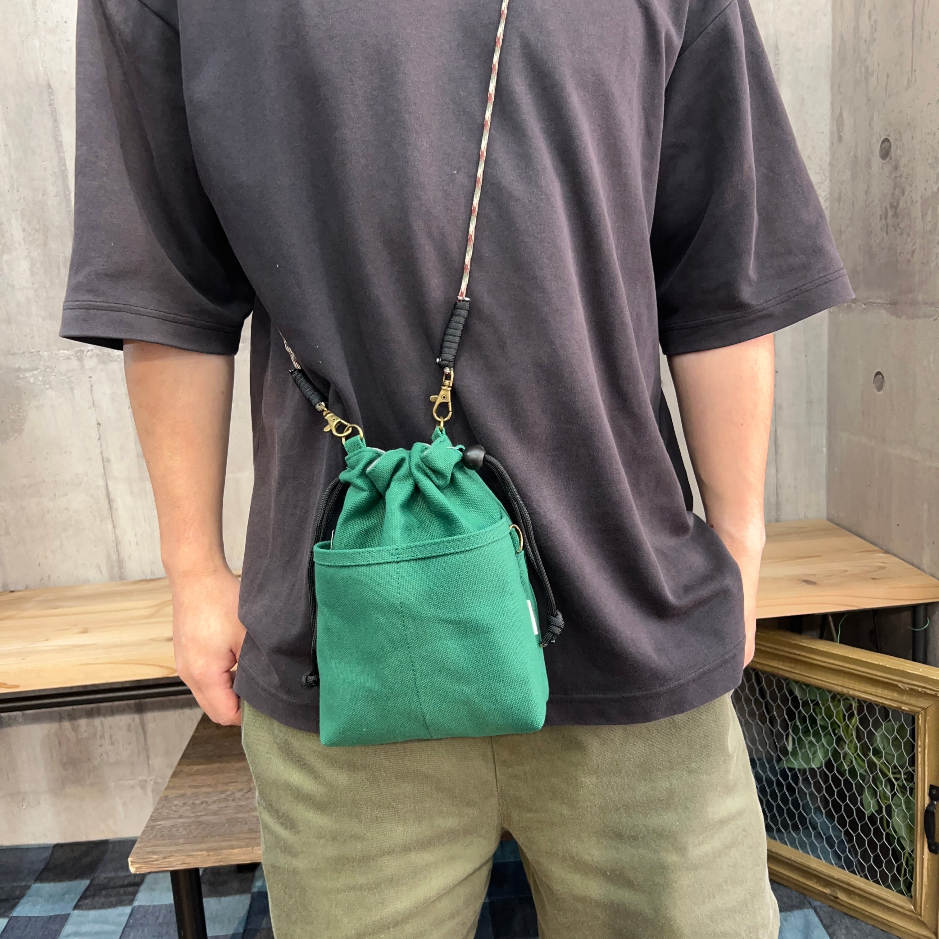 2WAY巾着ショルダー ＊- 専用紐・横Dカン付き【オレンジ】 | TUNAGU
