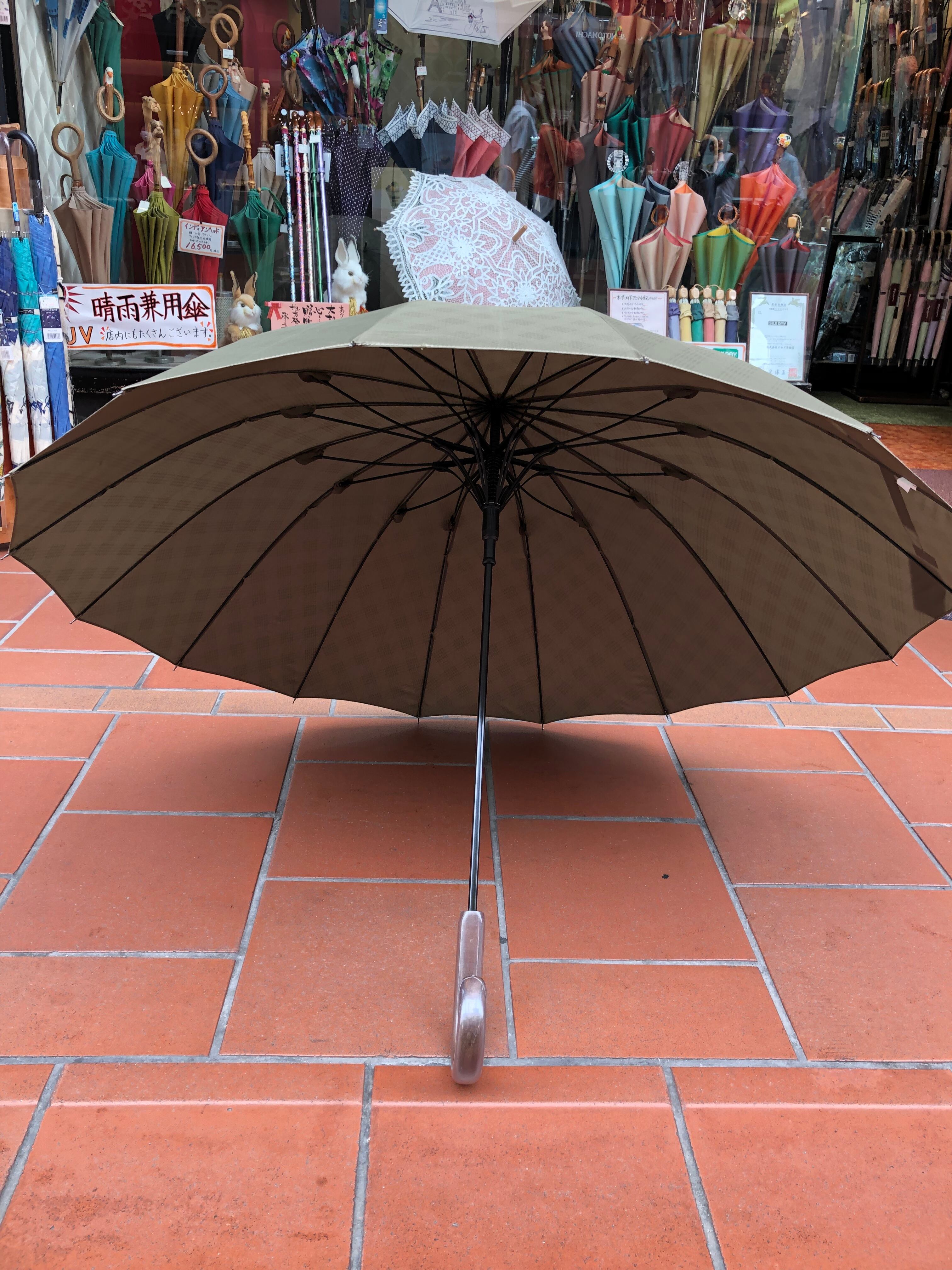 福井洋傘　　ゼブラ柄　　高級洋傘 福井洋傘 ゼブラ柄 高級洋傘 雨傘 【耐風16本骨】 カーキ チェック柄