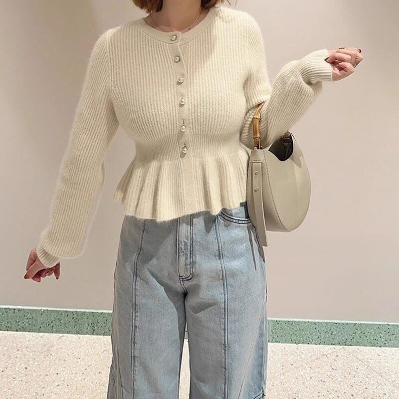 パールボタンニットカーディガン 24017