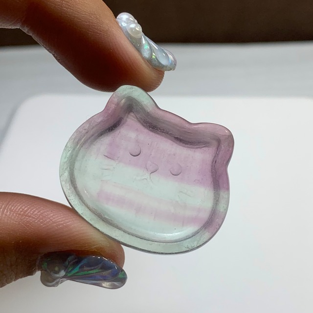 13.可愛い猫顔☆フローライト猫皿