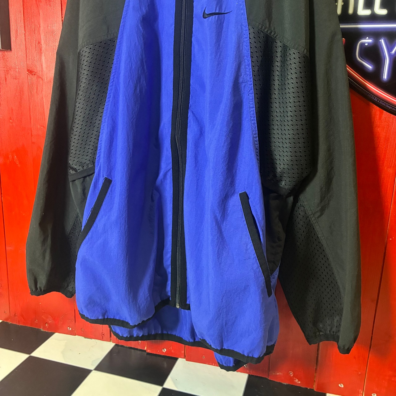 90s 白タグ NIKE ナイロンジャケット 青黒ツートン 脇メッシュ ナイキ