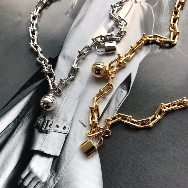 18k High quality / ball key linked chain necklace【 2color 】No.N015