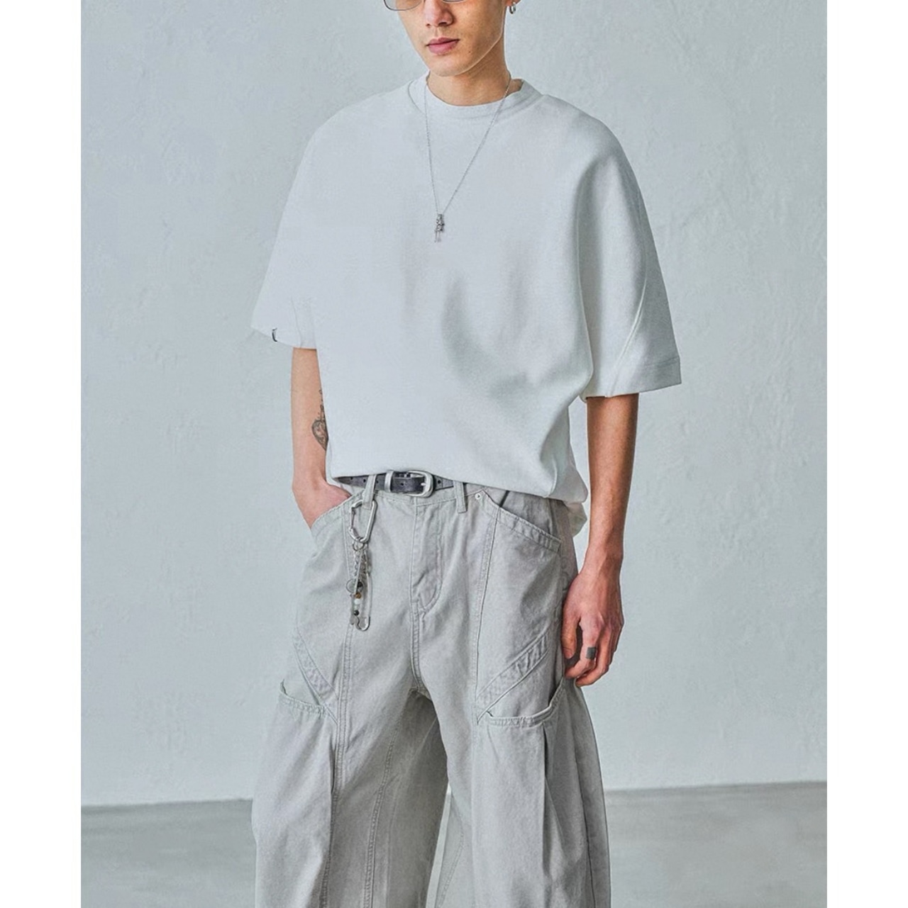Washed mock neck tee 1486 - 20