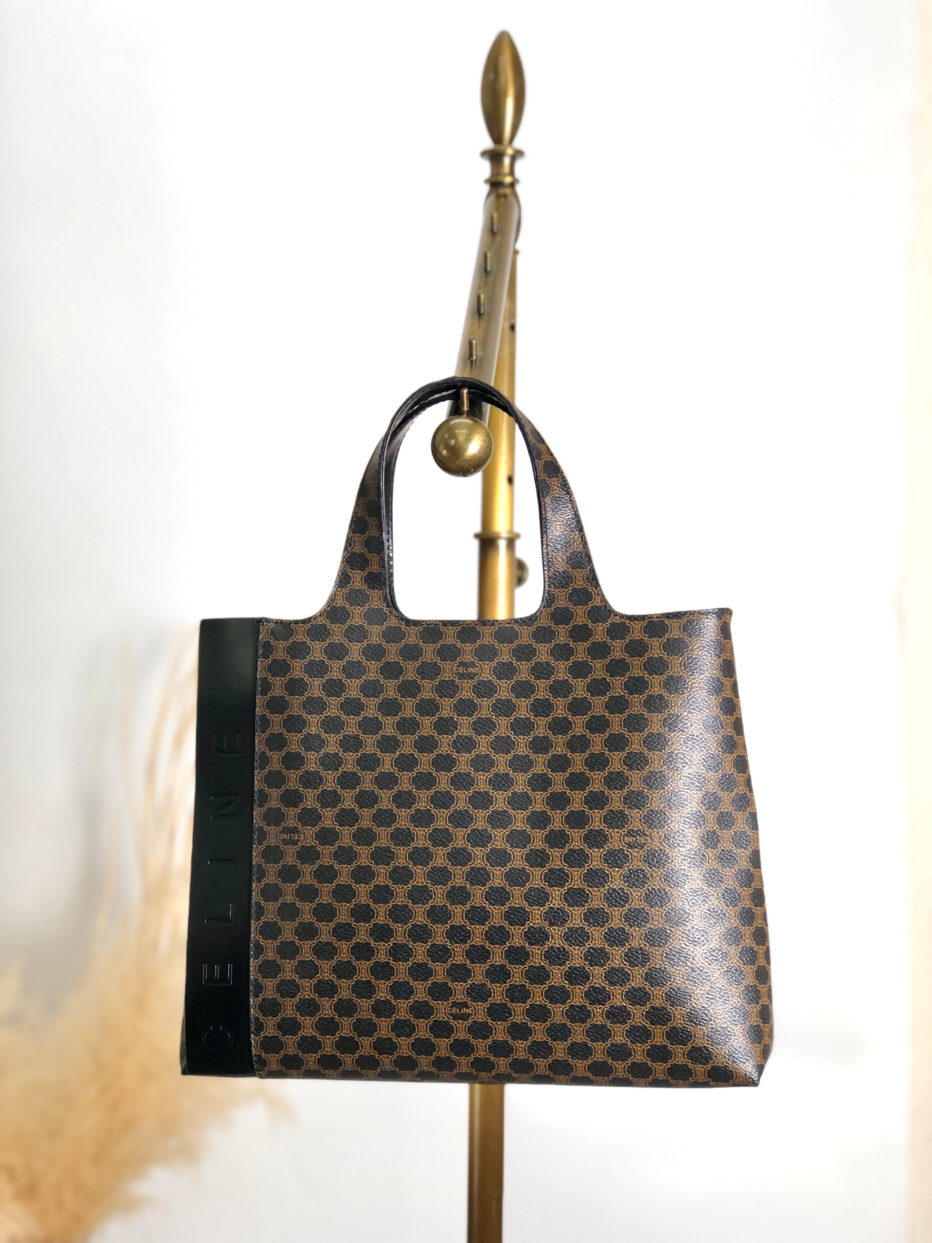 セリーヌ　マカダム　ハンドバッグ CELINE（セリーヌ） マカダム ハンドバッグ ブラウン PVC レザー