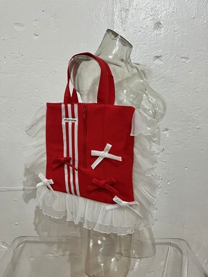 ［Remake］PPP ribbon frill tote bag / red