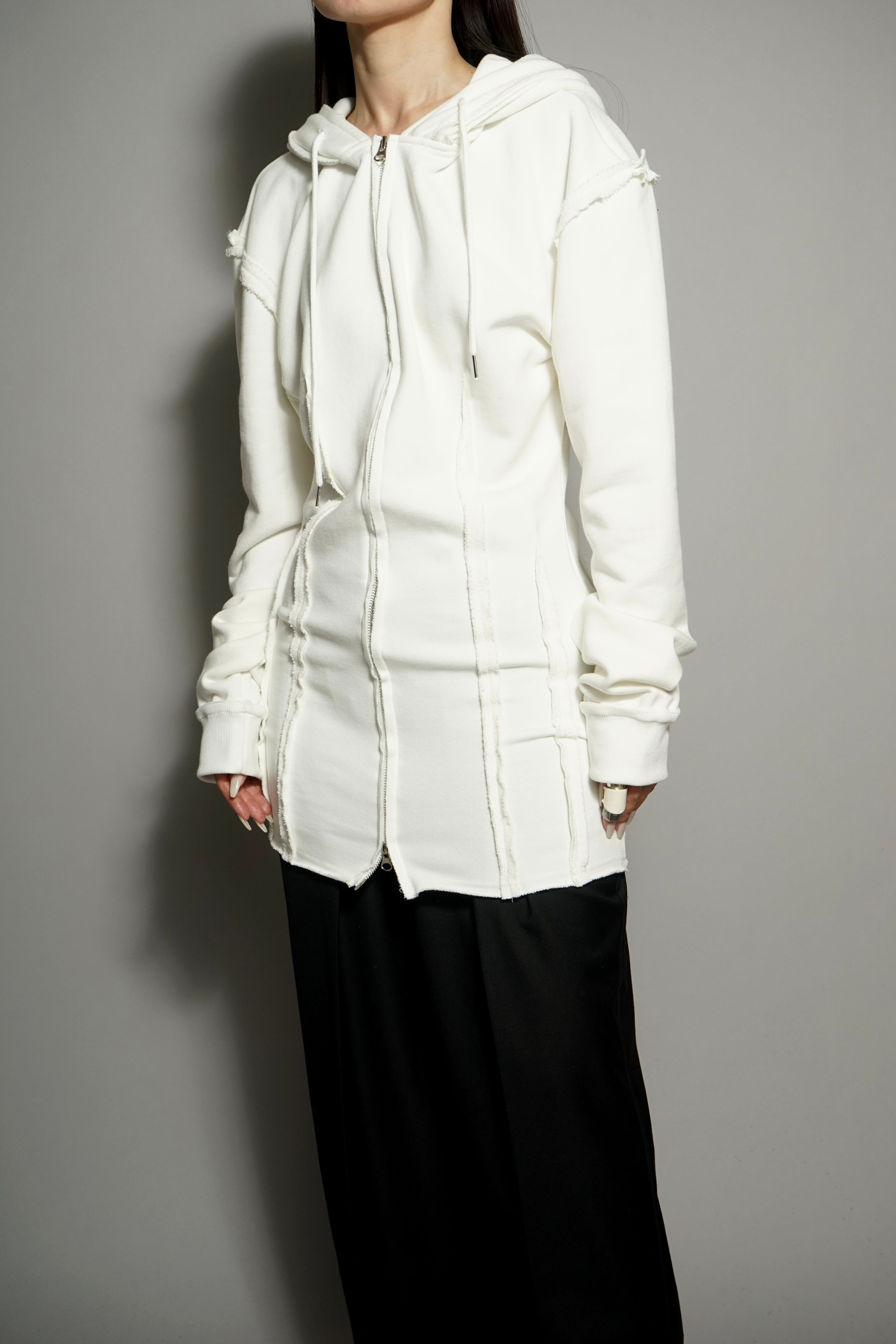 CORSET HOODIE DRESS  (WHITE) 2401-55-609