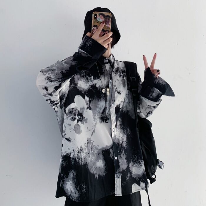 スタイルルーズシャツ プリントレディース薄手 ロング ストリート かわいい ケッペル75819872385