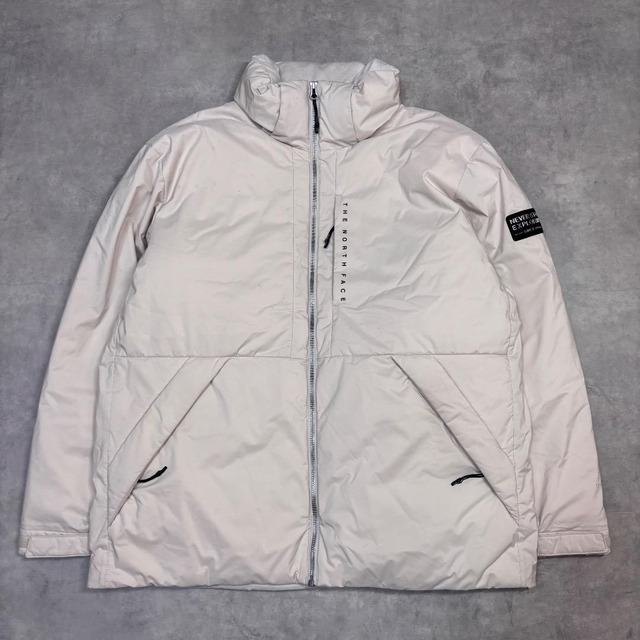 ノースフェイス ダウンジャケット ドライベント 古着 刺繍 L 白 17375