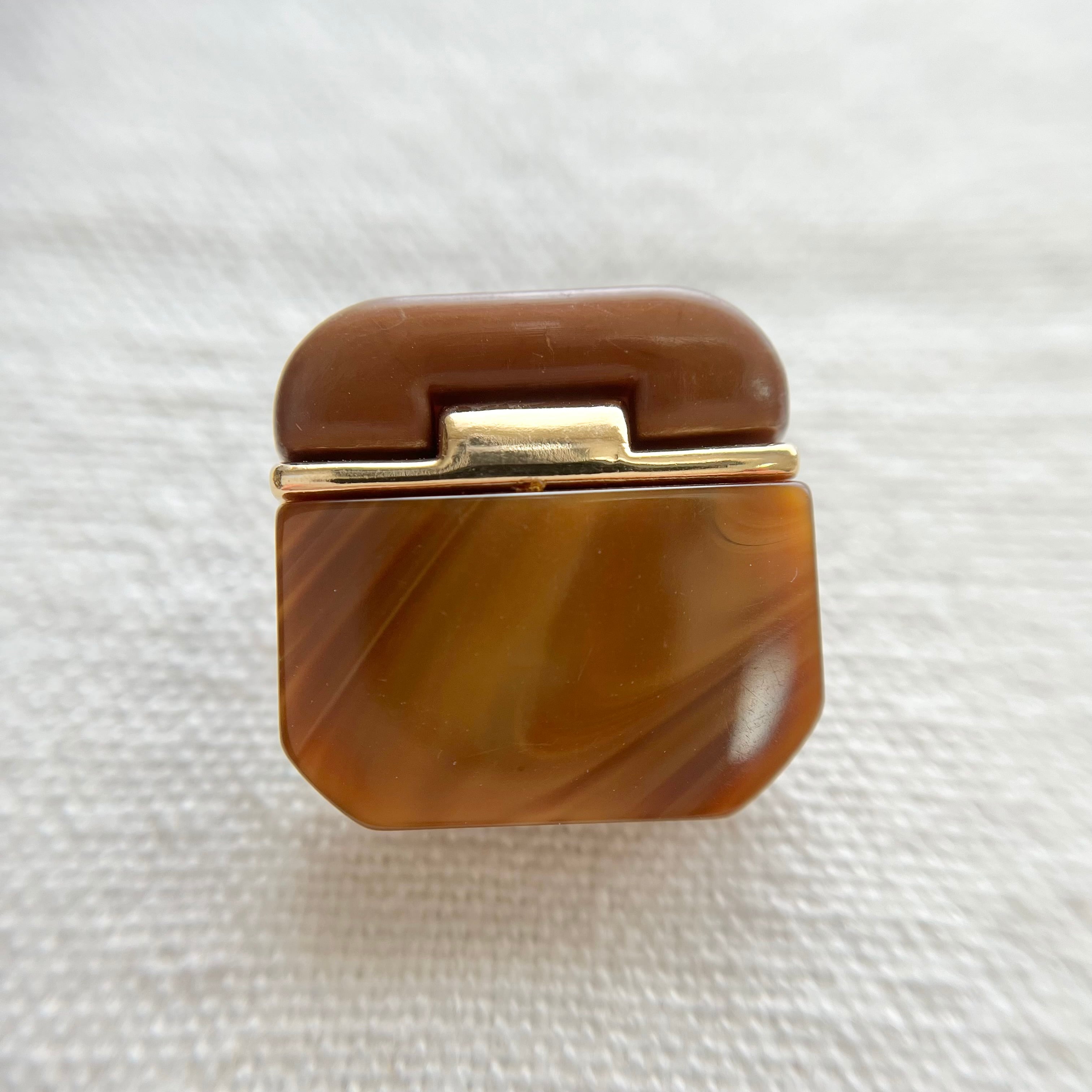 ●『2個セット』スクエア ゴールドライン×ブラウンマーブル 24㎜