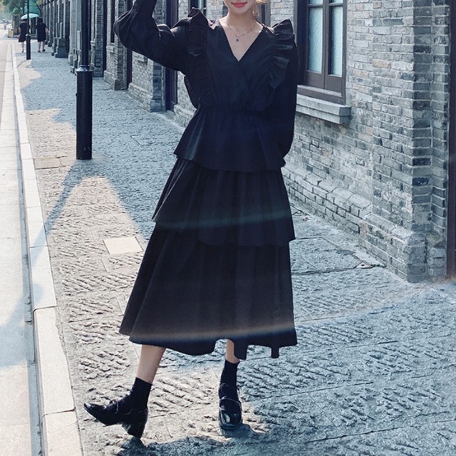 Three-tiered ruffle one piece 00053