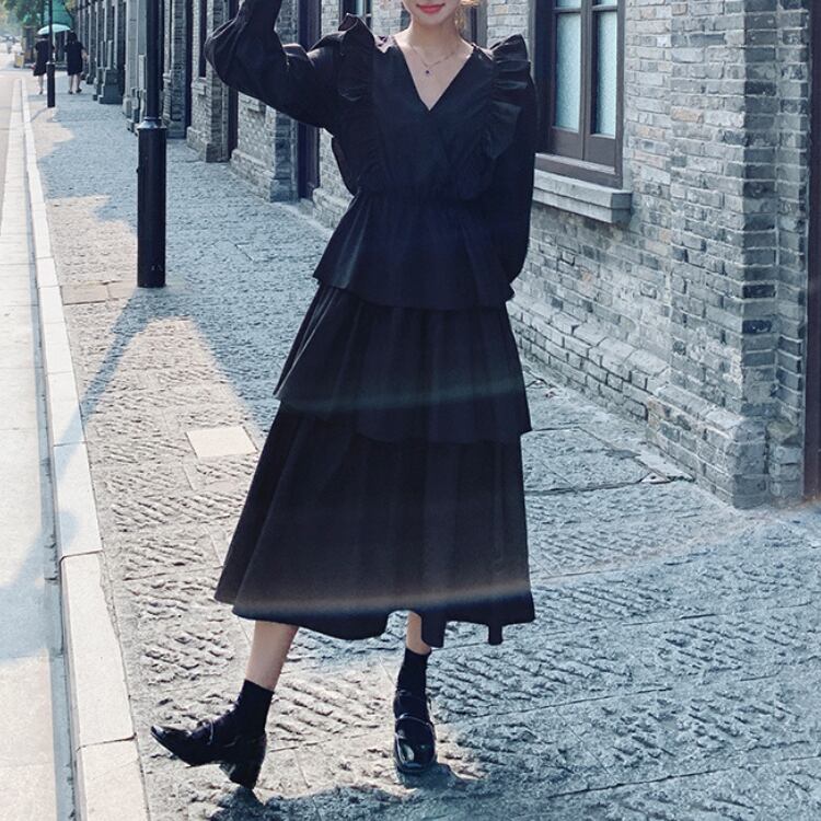 Three-tiered ruffle one piece 00053