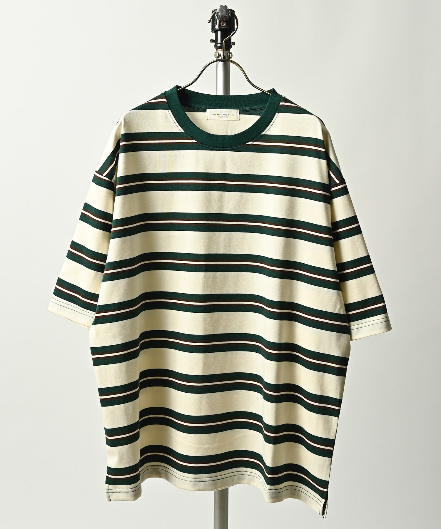 many men many mind multi border short-sleeved T-shirt (WHT/GRN) M2614040