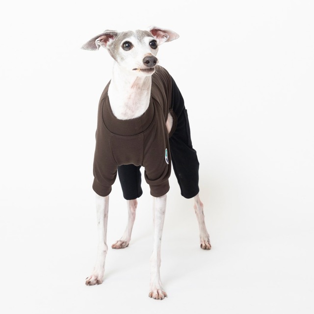 ５スリーブロンパース（5分丈） dark brown × black  / イタグレ服