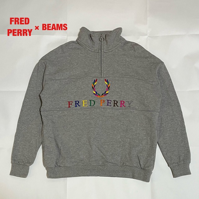 希少】FRED PERRY×BEAMS 別注90sロゴ切替ハーフジップ コラボ フレッド