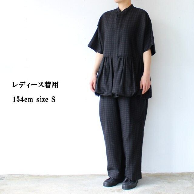 HAVERSACK ギンガムジャガード2タックワイドパンツ Gingham jacquard