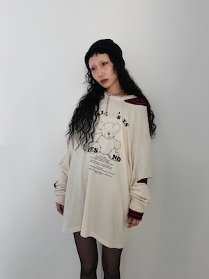 YES or NO LONG SLEEVE TEE / Ivory