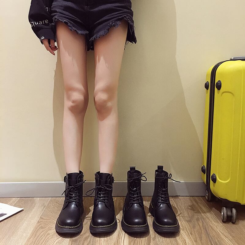 ブーツレッドブラックカジュアルジッパーショート レース 靴 シューズ レースアップ フェイクシューズ91098163264