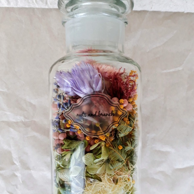 ドライフラワー瓶詰めアレンジ カラフル 喫茶branch Nuts And Branch ドライフラワー瓶詰めアレンジ カラフル 喫茶branch Nuts And Branch