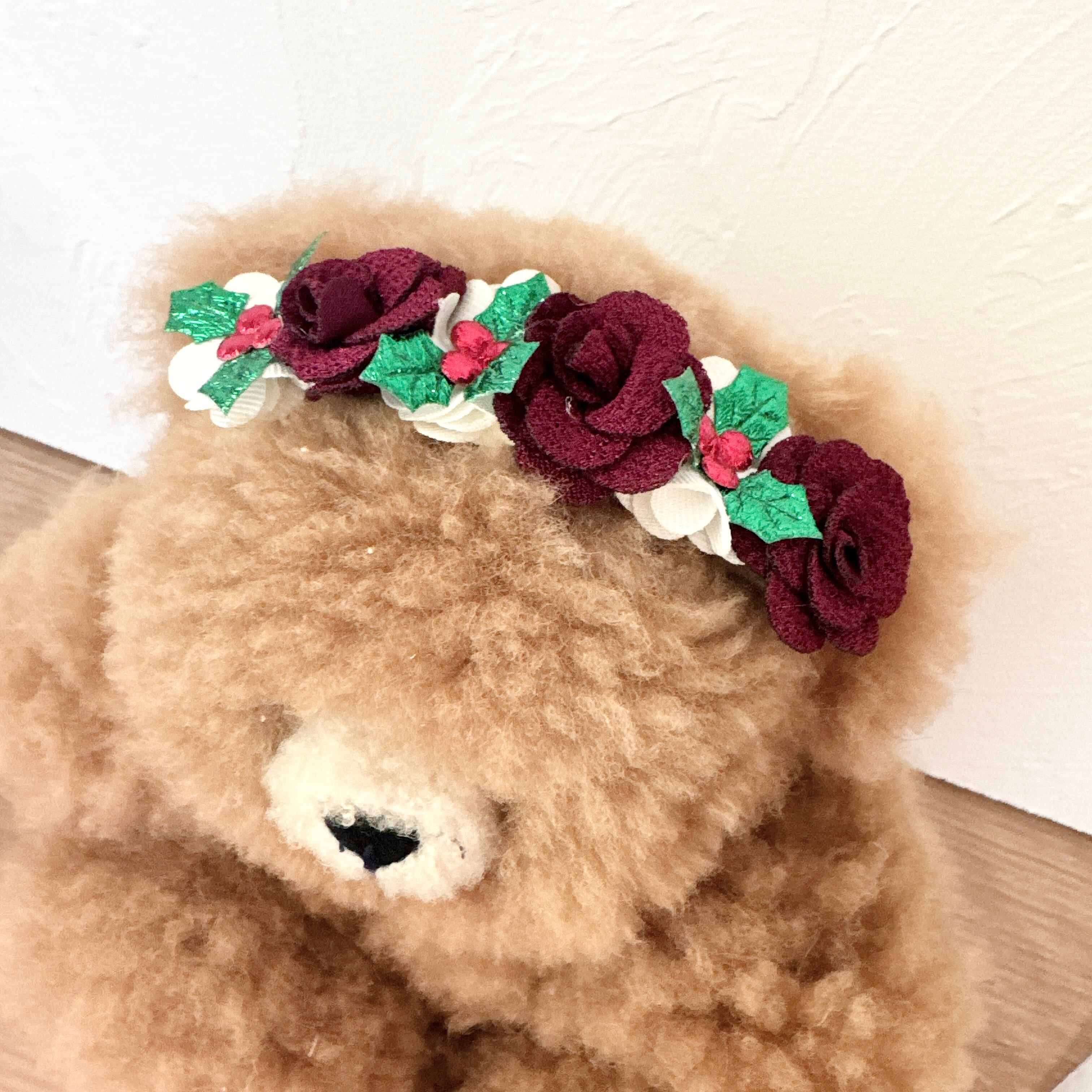 クリスマス*お花とひいらぎヘアバンド