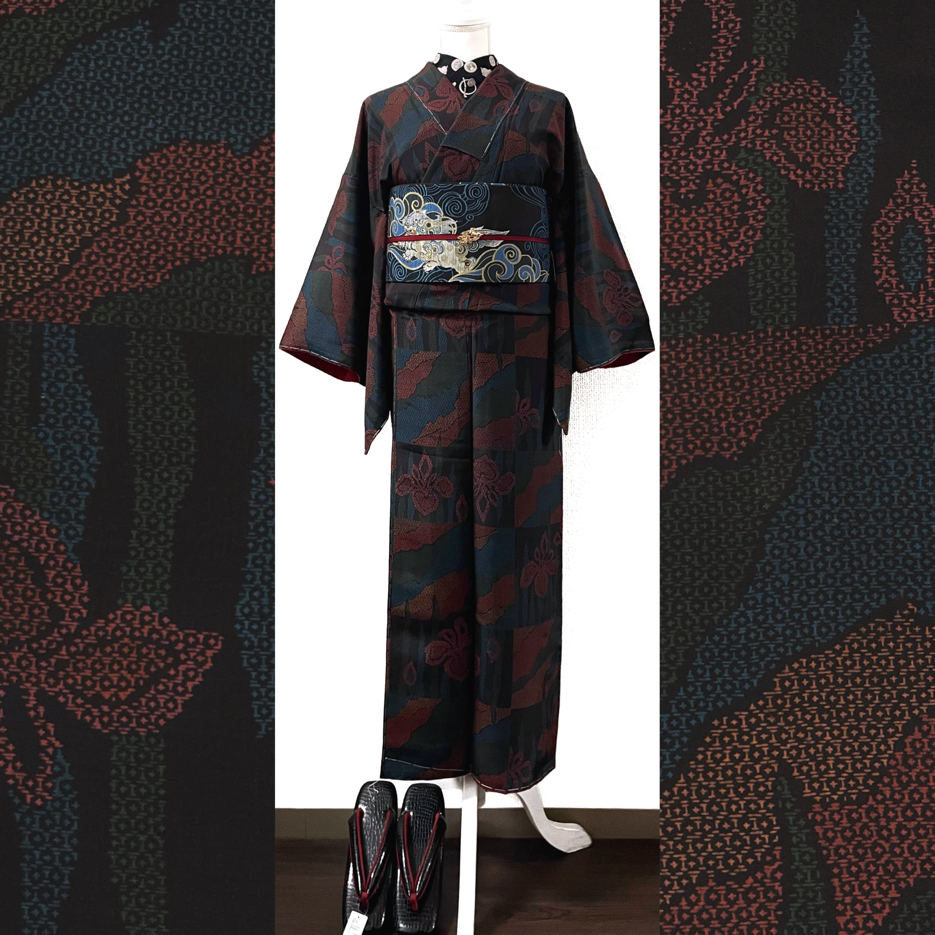 新品】楸堂オリジナルカスタマイズの黒無地ジャージ着物(ルビーレッド