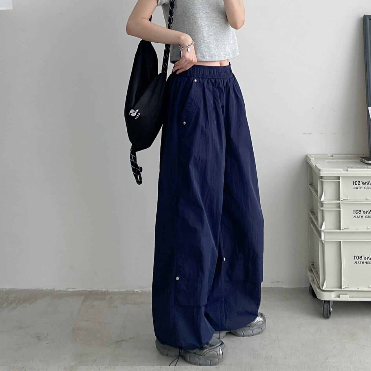 ドローストリング ワイドパンツ 00179