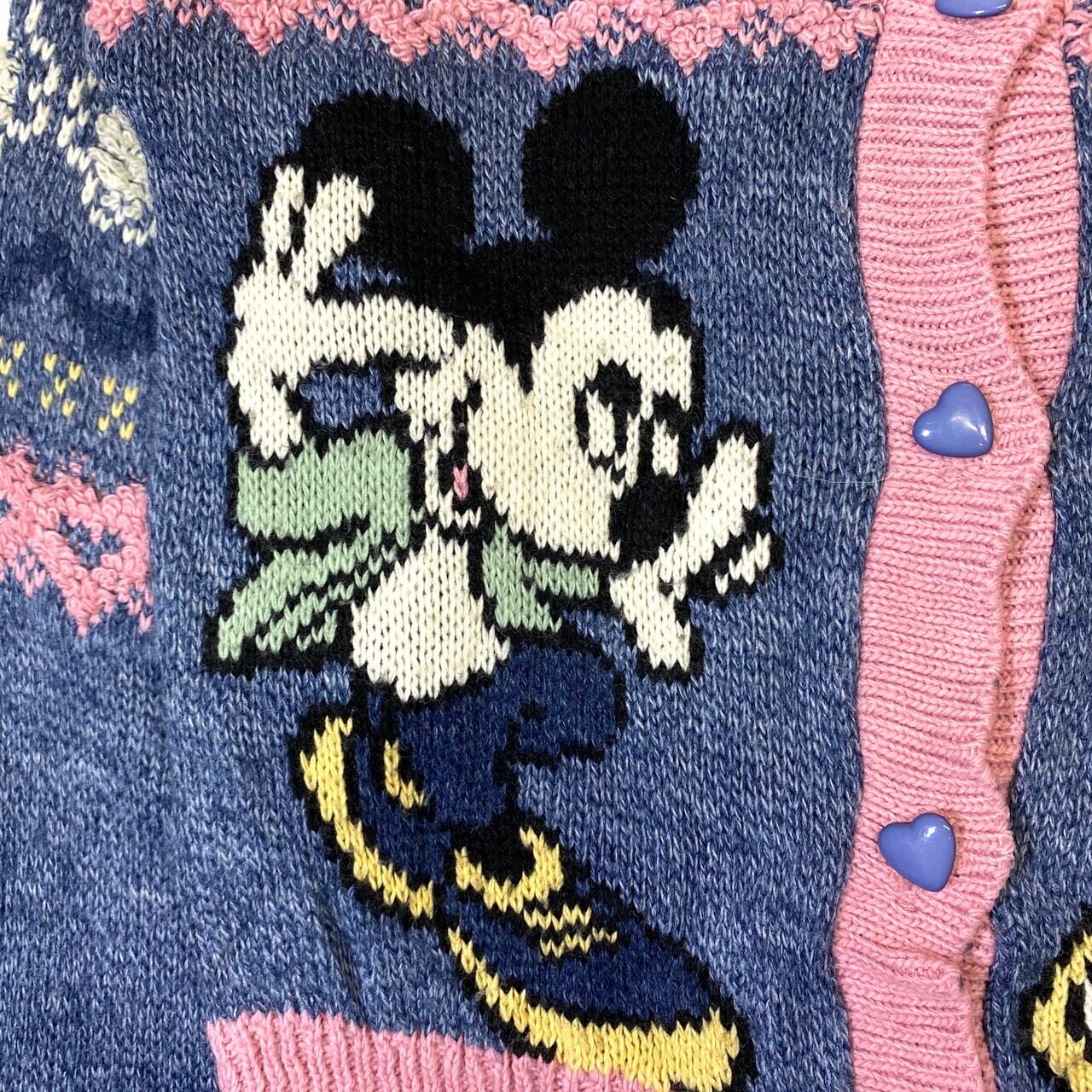 80年代 ディズニー Disney MICKEY MOUSE ミッキーマウス コットンニットカーディガン USA製 メンズXL /eaa367185