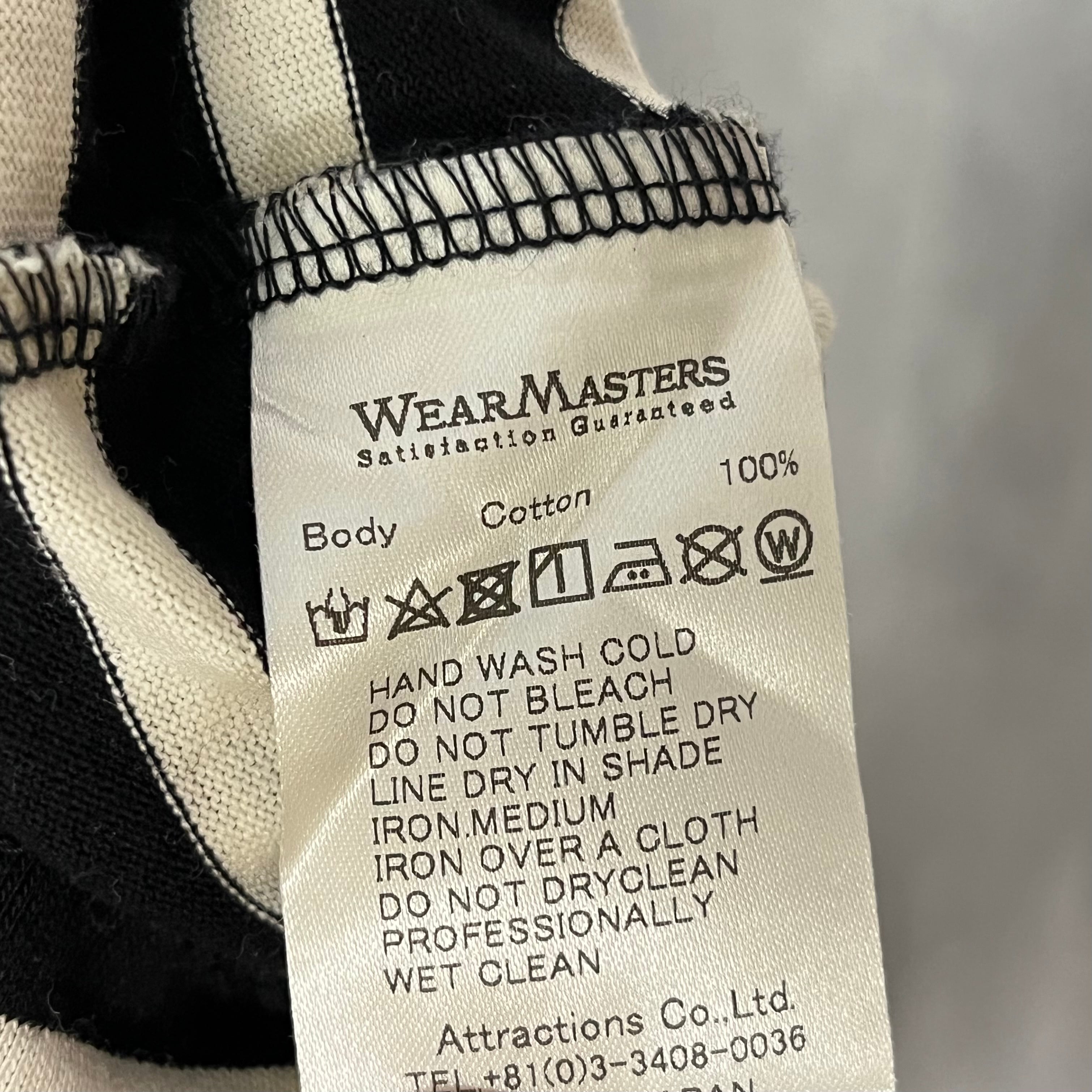 アトラクションズ ウエアマスターズ ボーダー ボートネック Tシャツ 半袖 日本製 黒 白 XL ■ R12 【USED】
