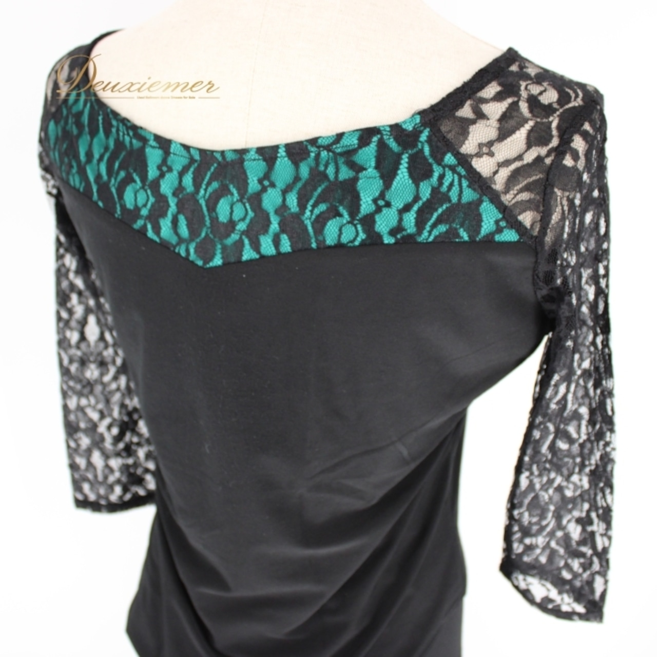 社交ダンス 衣装 スタンダード 上下セット ツーピース レッスンウェア パーティ衣装 Leirena レイリーナ 緑 黒 グリーン系 ブラック系 レース ラインストーン 社交ダンス衣装 おしゃれ フォーマル なが袖 膝丈ウエストゴム ダンスウェア ラテンダンス衣装 レディース スカートセット 結婚式 二次会 踊れる服 伸縮性 パーティー着 コスチューム