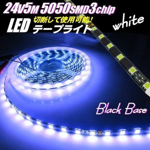 24ｖ 5M 白色 黒ベース　防水 SMDLED テープライト ストレートタイプ  900連