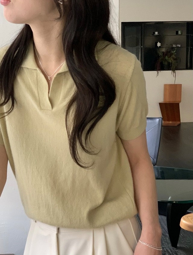 cashmere polo vneck knit