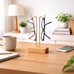 メガネスタンド オーク×真鍮 木製 2本掛け メガネ立て キースタンド アクセサリースタンド おしゃれ ギフト