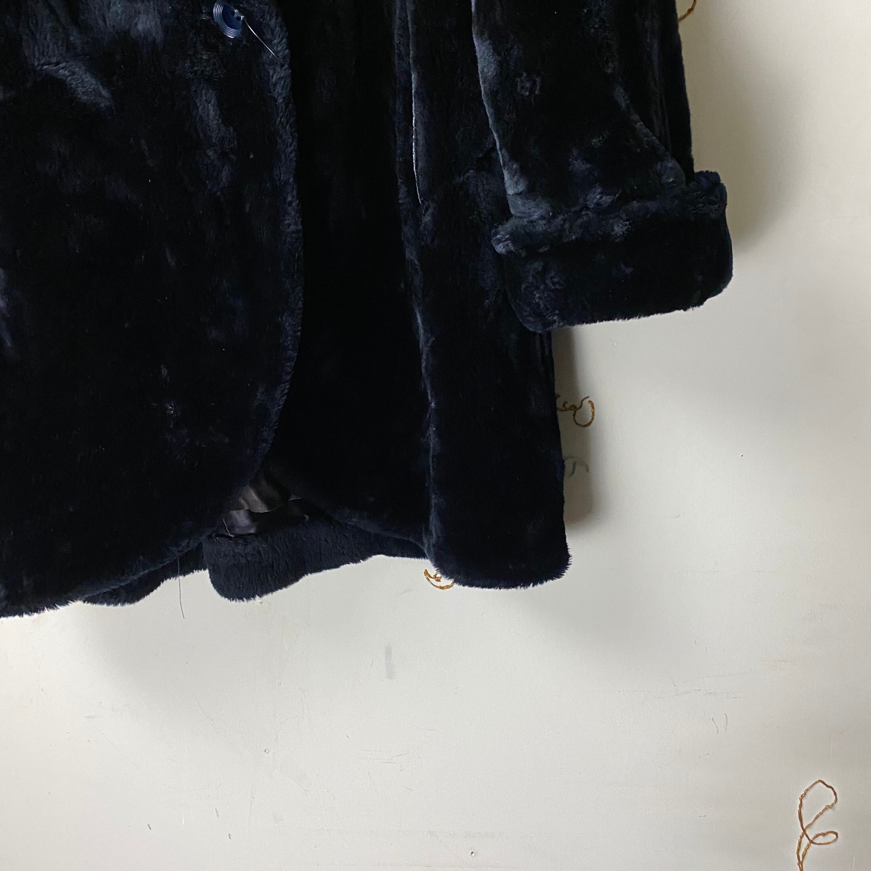 vintage DONNYBROOK black fake fur coat | NOIR ONLINE