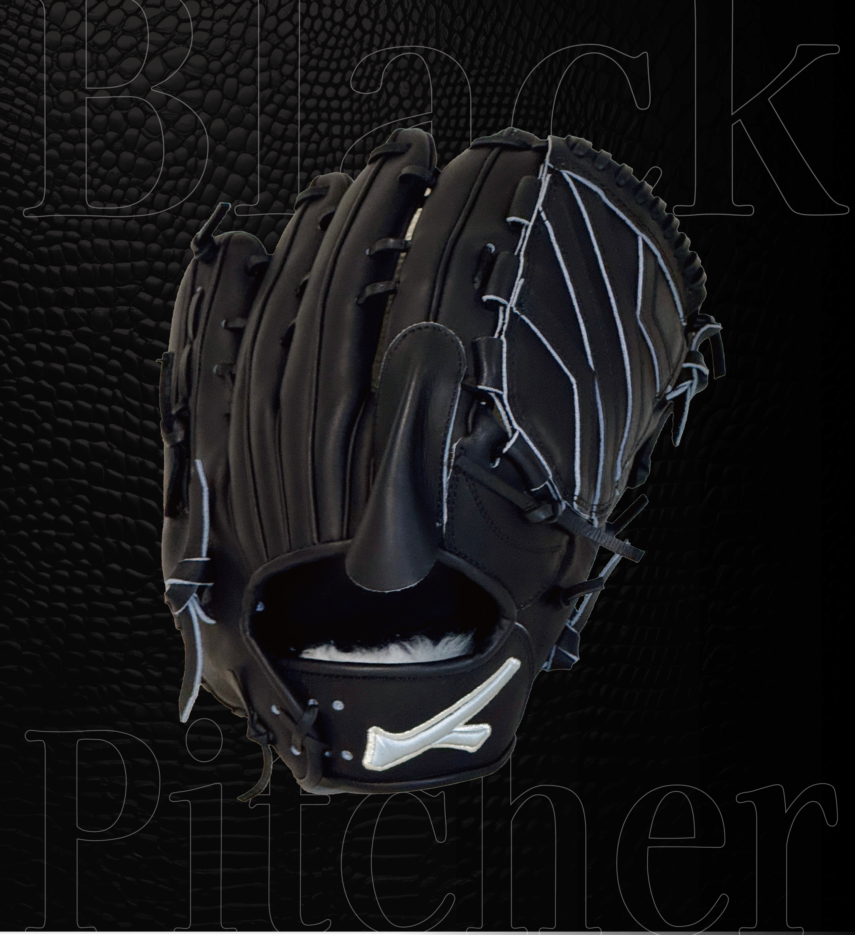 ピッチャー右用　軟式用グローブ 黒 編み込みパターン ピッチャー右用 軟式用グローブ 黒 編み込みパターン ピッチャー右用