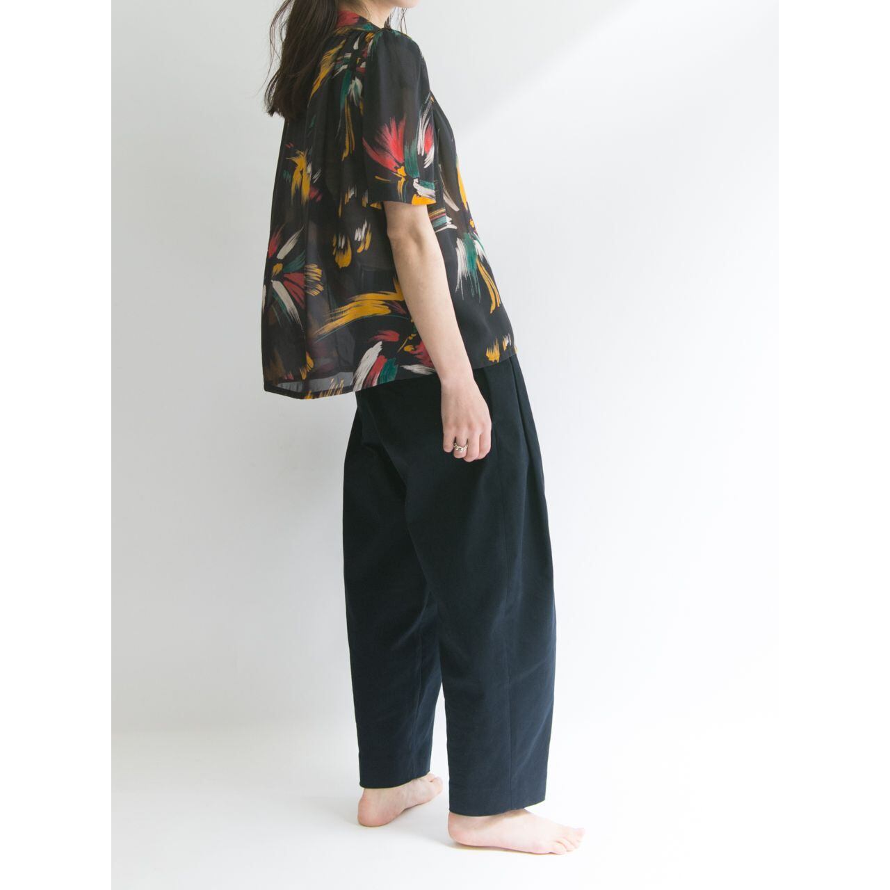 【Made in France】Puff-sleeve wide blouse（フランス製 半袖パフスリーブワイドブラウス）4a