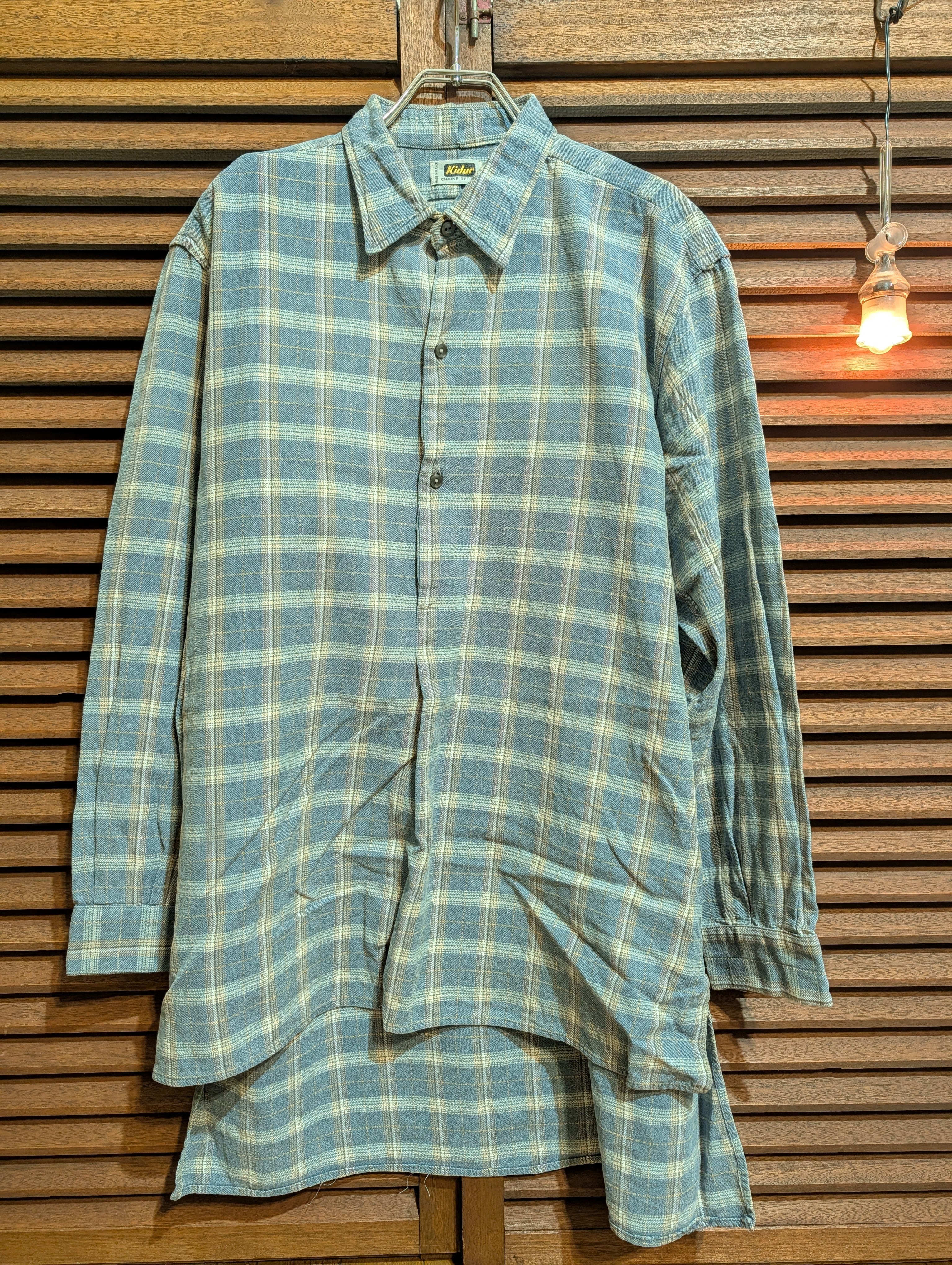 70-80s France KIDUR Check GrandpaShirt