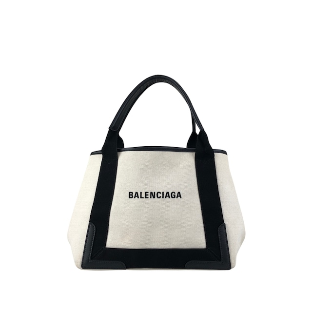 BALENCIAGA バレンシアガ カバスS ハンドバッグ ホワイト×ブラック ロゴ キャンバス トートバッグ vintage ヴィンテージ オールド bpp756