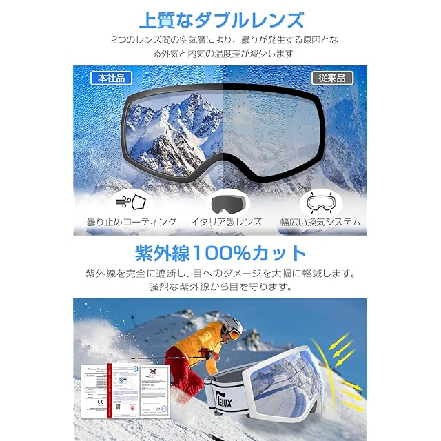 Geekin] 新登場 スキーゴーグル スノボ ゴーグル 眼鏡対応 レディース