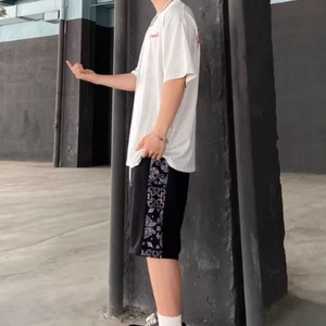 レトロサイドカシューフラワースウェットショーツ　0762