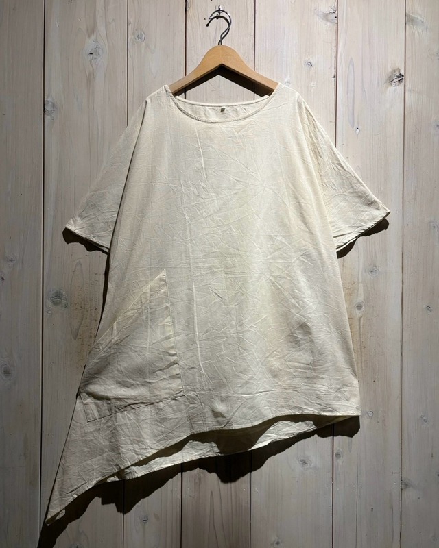【a.k.a.C.a.k.a vintage】Asymmetry Design Vintage S/S Cotton Pullover Shirt